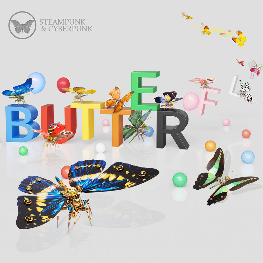 Metal Puzzle Mechanical Butterfly Animal Assembly Model Kit (150+PCS)