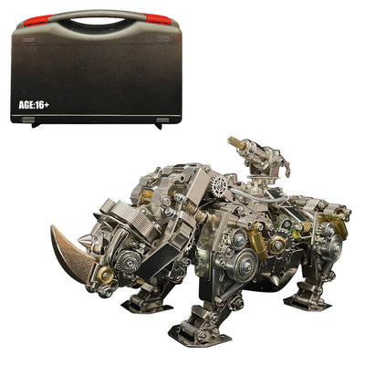 Metal Puzzle Steampunk Mechanical Siege Rhino Animal Assembly Model Kit - VICTMAX