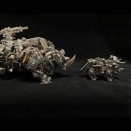 Metal Puzzle Steampunk Mechanical Siege Rhino Animal Assembly Model Kit - VICTMAX