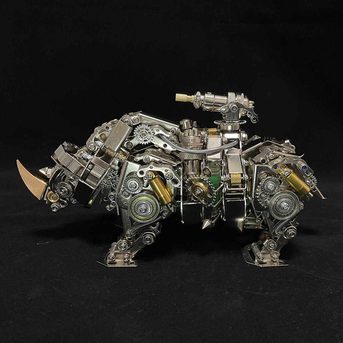 Metal Puzzle Steampunk Mechanical Siege Rhino Animal Assembly Model Kit (700+PCS)