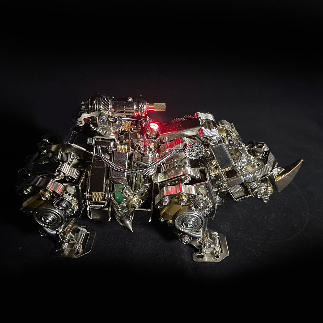Metal Puzzle Steampunk Mechanical Siege Rhino Animal Assembly Model Kit (700+PCS)