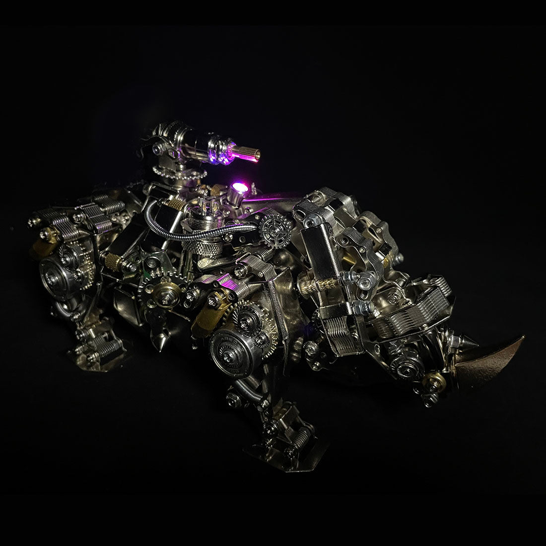 Metal Puzzle Steampunk Mechanical Siege Rhino Animal Assembly Model Kit (700+PCS)