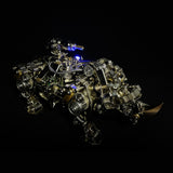 Metal Puzzle Steampunk Mechanical Siege Rhino Animal Assembly Model Kit (700+PCS)
