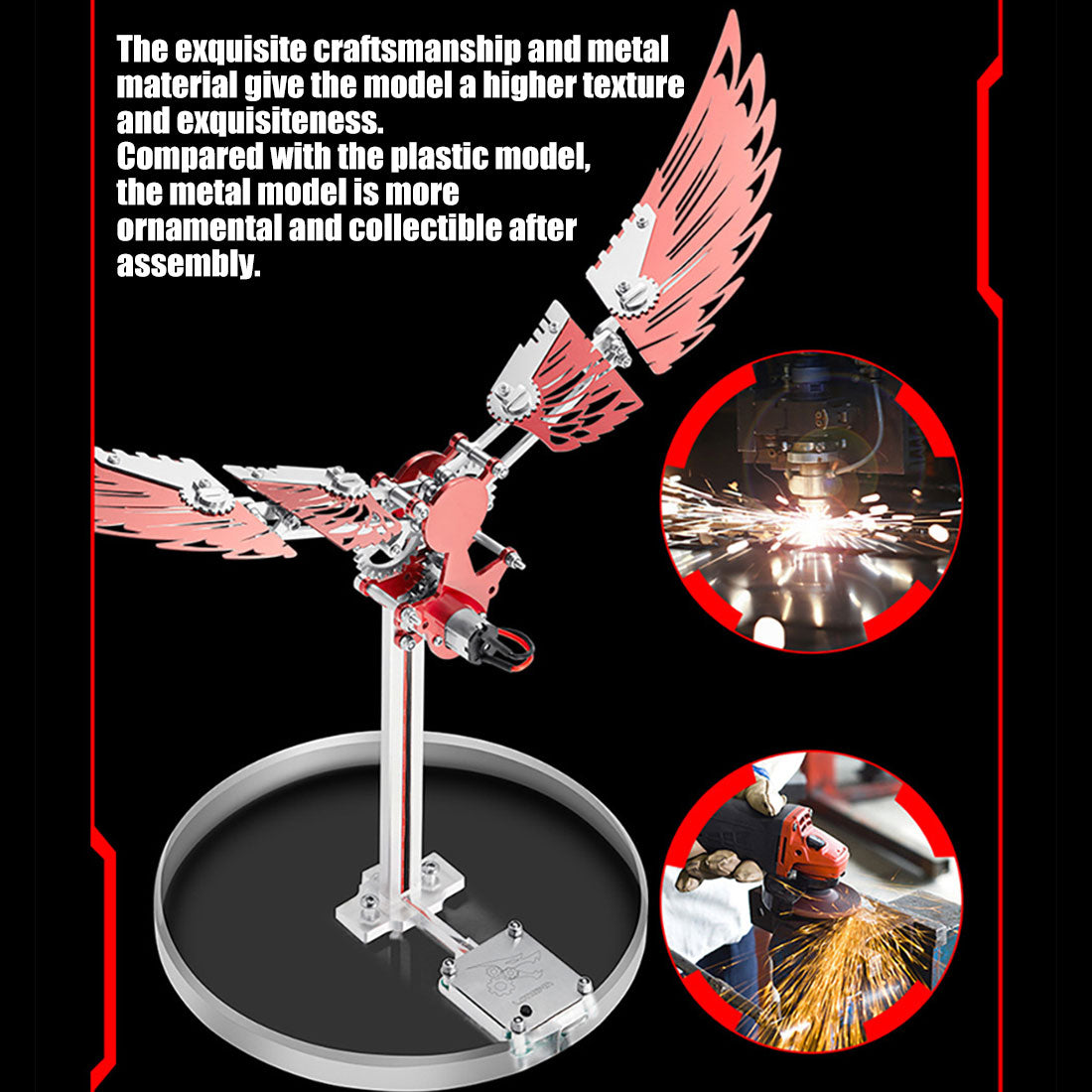 Metal Puzzle Steampunk Mechanical Ornithopter Assembly Model Kit (124PCS)