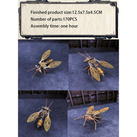 Metal Puzzle Steampunk Mechanical Bee Animal Assembly Model Kit -VICTMAX