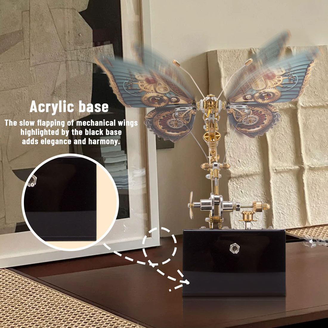 3D metal mechanical butterfly music box model fully assembled for DIY adults and teens - VICTMAX