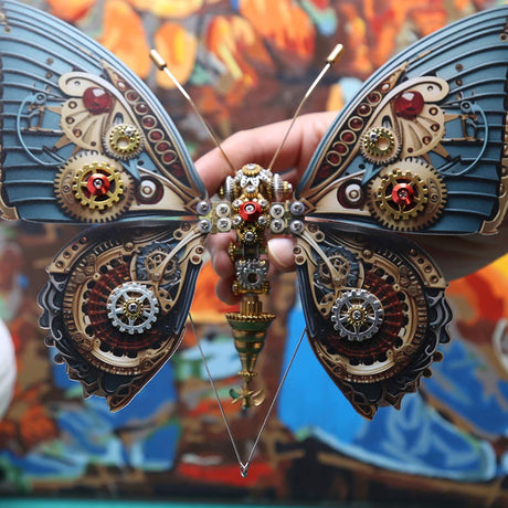 3D metal mechanical butterfly music box model fully assembled for DIY adults and teens - VICTMAX