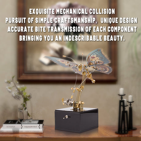 3D metal mechanical butterfly music box model fully assembled for DIY adults and teens - VICTMAX