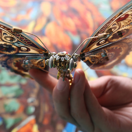 3D metal mechanical butterfly music box model fully assembled for DIY adults and teens - VICTMAX