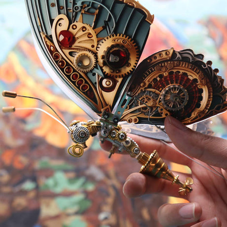 3D metal mechanical butterfly music box model fully assembled for DIY adults and teens - VICTMAX
