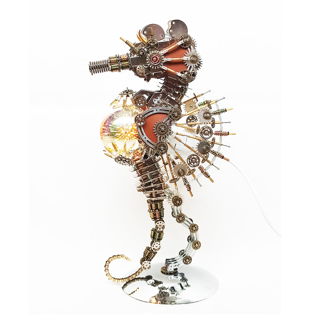 3D metal Mechanical Seahorse Firework Lamp model fully assembled for DIY adults and teens - VICTMAX