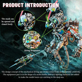 Close-up of gears and intricate metal parts on Steampunk Mechanical DiverApe model - VCTMAX