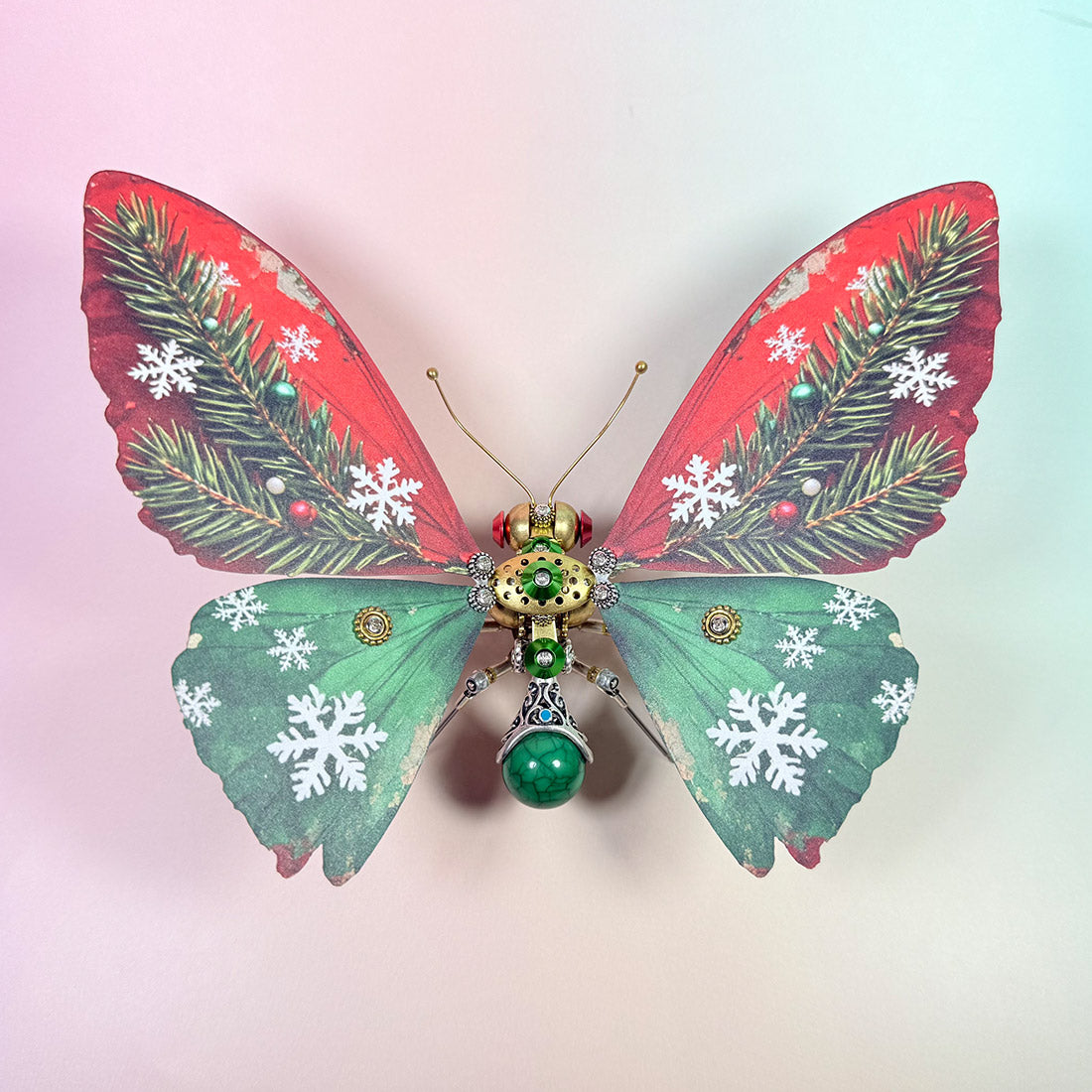 Copper and Aluminum Butterfly Model Showing Mechanical Wing and Gear Details - Victmax