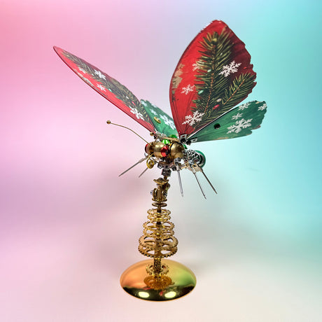 Close-Up of Steampunk Butterfly Wings with Precision Metal Components - Victmax