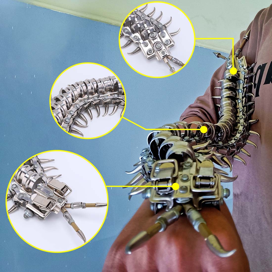 Metal Centipede Puzzle Model Kit 480PCS DIY Movable Assembly Stainless Steel Alloy Mechanical Animal Sculpture Desk Decor VICTMAX