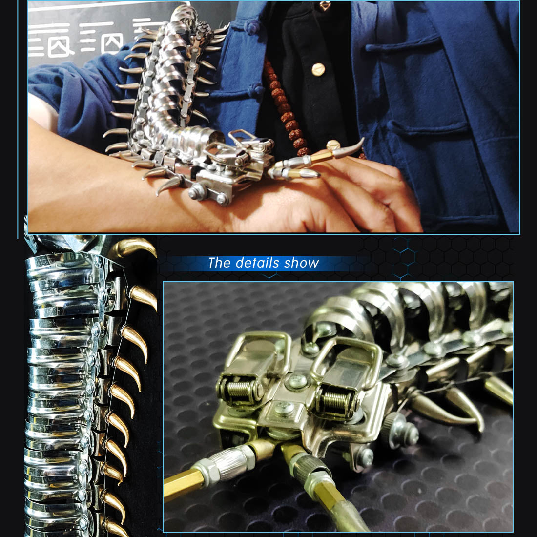 Metal Centipede Puzzle Model Kit 480PCS DIY Movable Assembly Stainless Steel Alloy Mechanical Animal Sculpture Desk Decor VICTMAX