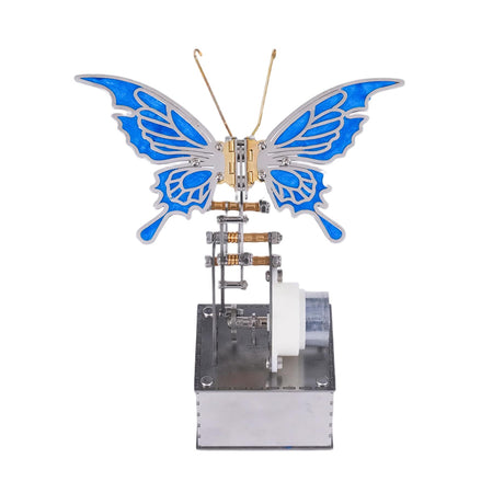 Finished Steampunk Mechanical Butterfly Insect Sculpture with Moving Metal Wings for Desk Decor - VICTMAX