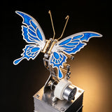 Finished Steampunk Mechanical Butterfly Insect Sculpture with Moving Metal Wings for Desk Decor - VICTMAX