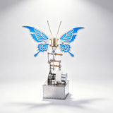 Finished Steampunk Mechanical Butterfly Insect Sculpture with Moving Metal Wings for Desk Decor - VICTMAX