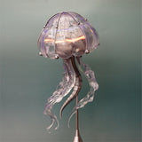 Steampunk Mechanical Jellyfish Sculpture with LED Ambient Light and Transparent Tentacles - VICTMAX