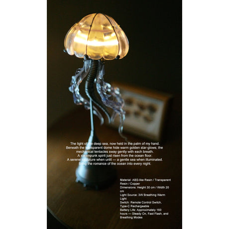 Bionic Mechanical Jellyfish Resin Statue with Glowing Tentacles and Industrial Gear Details - VICTMAX