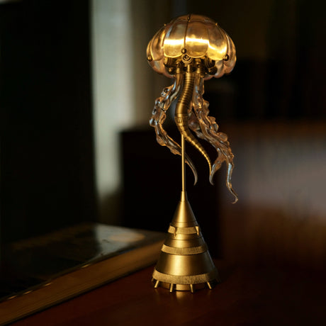 Bionic Mechanical Jellyfish Resin Statue with Glowing Tentacles and Industrial Gear Details - VICTMAX