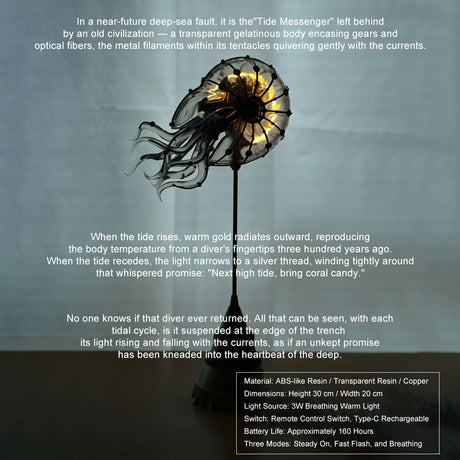 Handcrafted Mechanical Sea Snail Resin Statue with Glowing Transparent Shell and Industrial Steampunk Style - VICTMAX