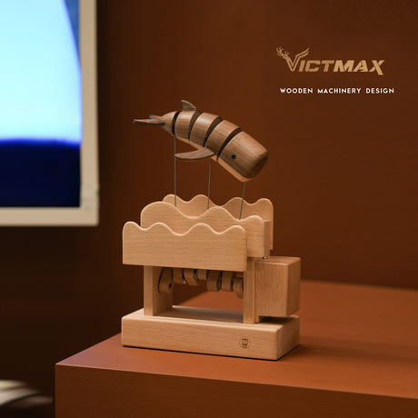 Wooden Whale Bionic Biological Dynamic Model, Office & Home Desktop Relaxation Decor - VICTMAX