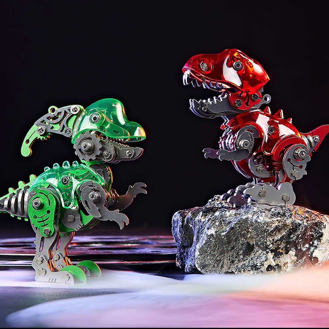 DIY Q Version Metal Dinosaur Puzzle Model Kit Red 126PCS Mechanical Dinosaur Assembly Model-Victmax