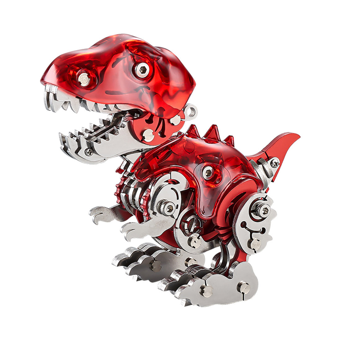 DIY Q Version Metal Dinosaur Puzzle Model Kit Red 126PCS Mechanical Dinosaur Assembly Model-Victmax