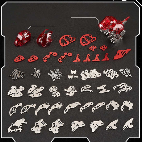 DIY Q Version Metal Dinosaur Puzzle Model Kit Red 126PCS Mechanical Dinosaur Assembly Model-Victmax