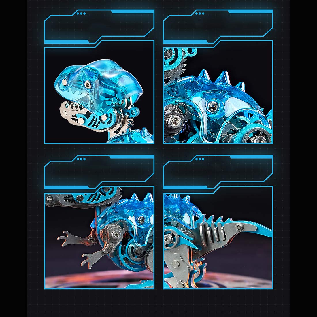 DIY Q Version Metal Dinosaur Puzzle Model Kit Red 126PCS Mechanical Dinosaur Assembly Model-Victmax