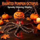 Steampunk Mechanical Octopus Metal Model Kit with Pumpkin Head, Halloween Decor, 2400+PCS DIY Assembly Sculpture with LED Lights - VICTMAX