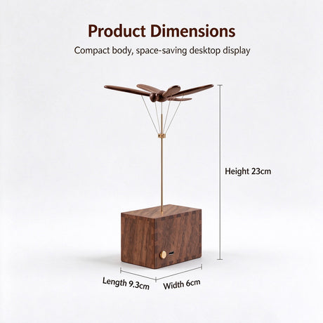 Bionic Wooden Dragonfly Automaton with Rotating Wings and USB Power - VICTMAX