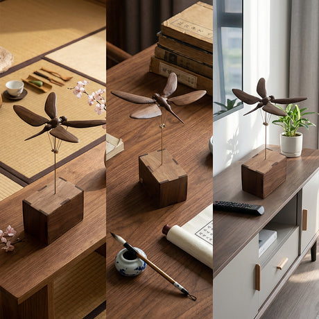 Bionic Wooden Dragonfly Automaton with Rotating Wings and USB Power - VICTMAX