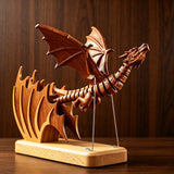 Handcrafted Sapele Wood Bionic Dragon Desktop Sculpture - VICTMAX