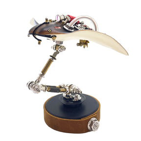 Mechanical Ocean Creature Metal Model Kit assembled with LED light on desktop display - Victmax