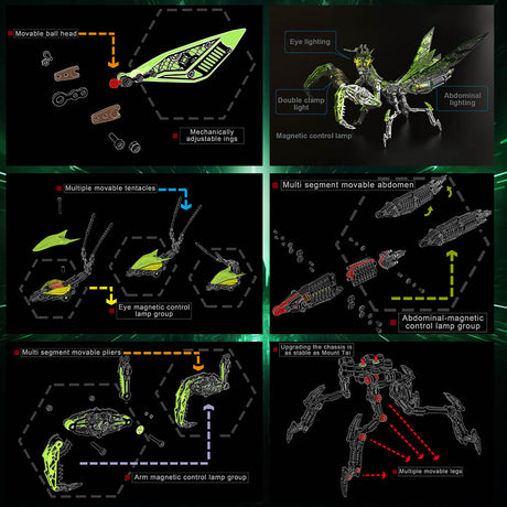 mantis mechanical model kit assembled as a metal desk sculpture - VICTMAX