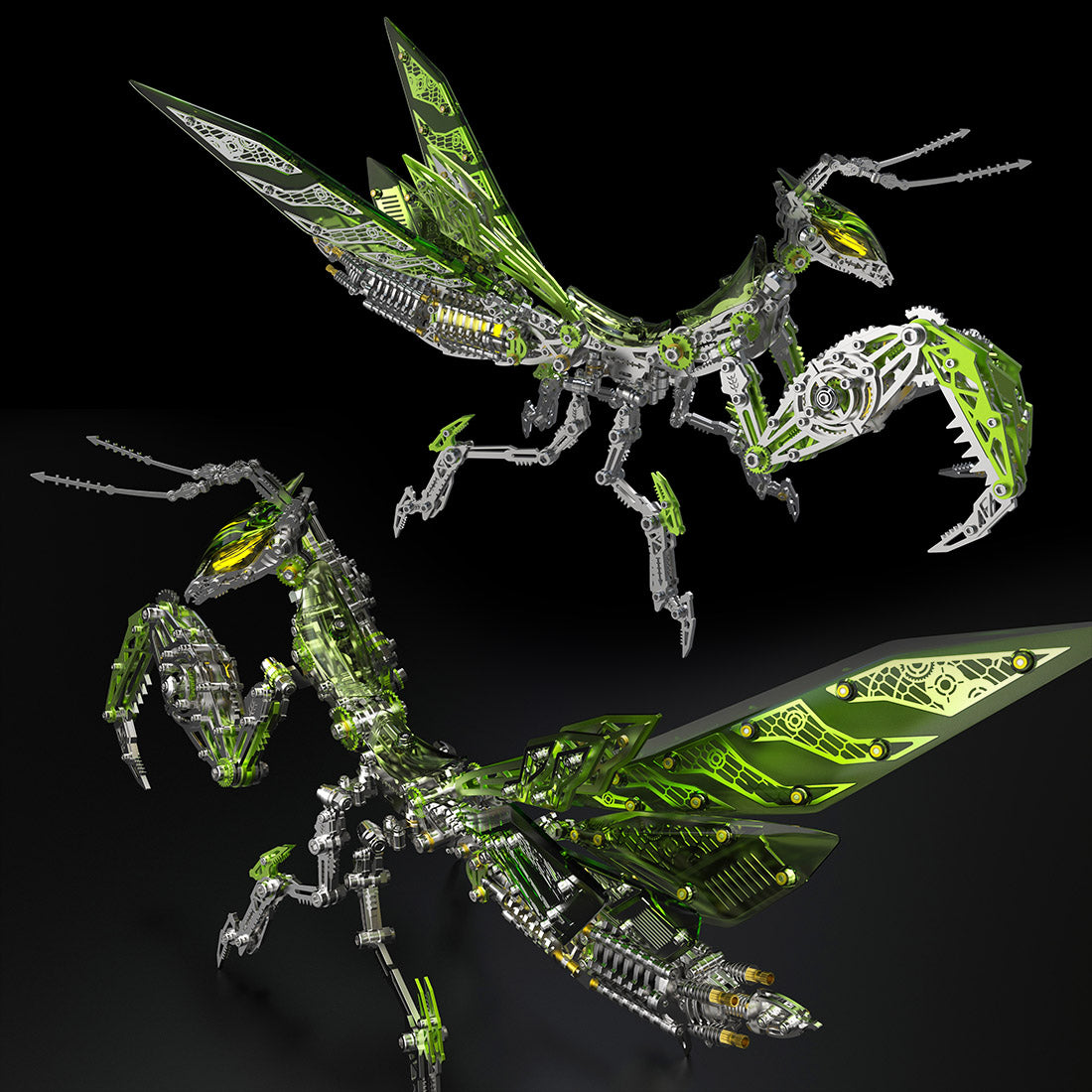 mantis mechanical model kit assembled as a metal desk sculpture - VICTMAX