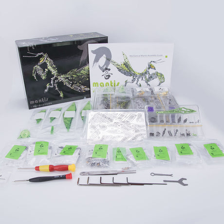 mantis mechanical model kit assembled as a metal desk sculpture - VICTMAX