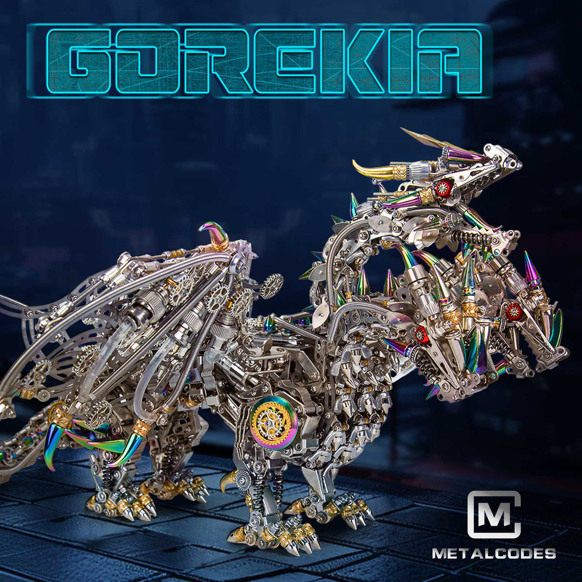 Three-Headed Mechanical Dragon Metal Model DIY Assembly Kit Victmax