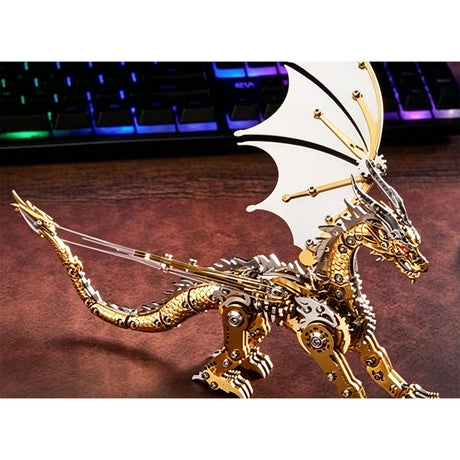 Mechanical Pterosaur Metal Model Kit 313+PCS Stainless Steel DIY Assembly Winged Creature Sculpture Display VICTMAX
