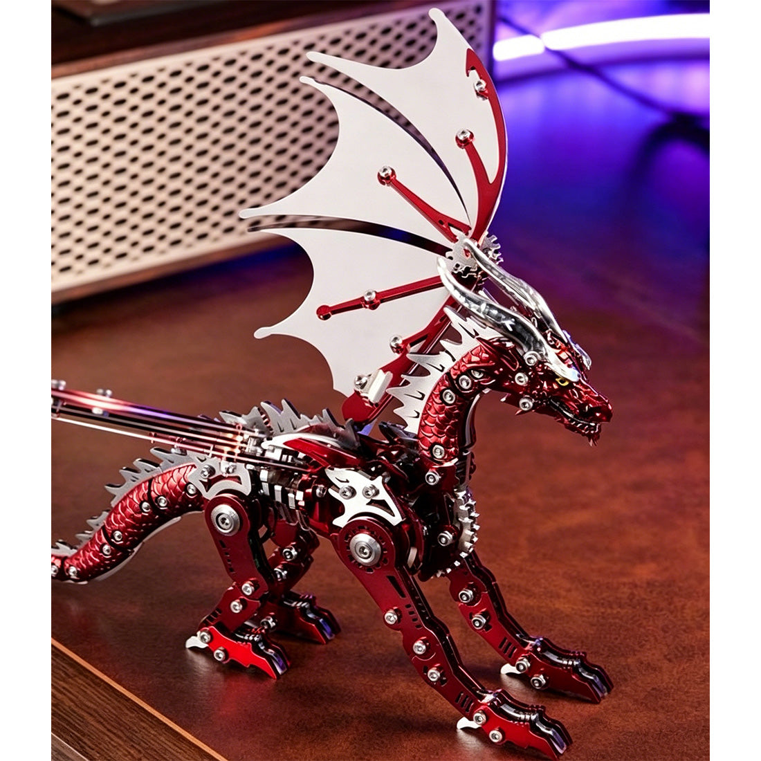 Mechanical Pterosaur Metal Model Kit 313+PCS Stainless Steel DIY Assembly Winged Creature Sculpture Display VICTMAX