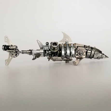 3D Metal Shark Assembly Model Kit 209PCS DIY Mechanical Great White Shark Puzzle Stainless Steel Alloy Desk Ornament VICTMAX
