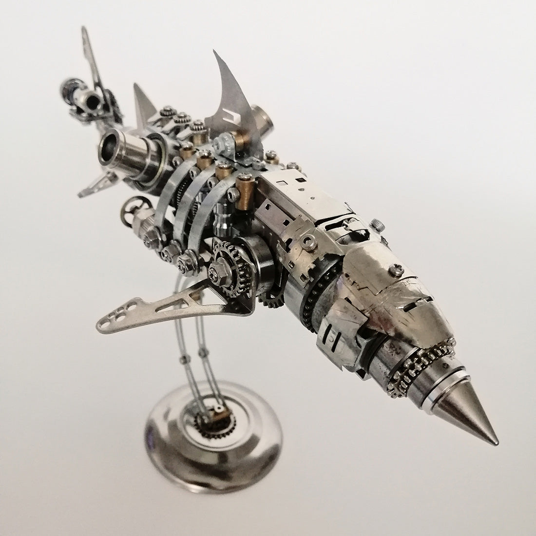 3D Metal Shark Assembly Model Kit 209PCS DIY Mechanical Great White Shark Puzzle Stainless Steel Alloy Desk Ornament VICTMAX