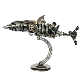 3D Metal Shark Assembly Model Kit 209PCS DIY Mechanical Great White Shark Puzzle Stainless Steel Alloy Desk Ornament VICTMAX