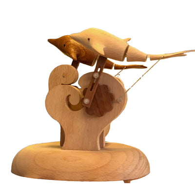 Wooden Dolphin Bionic Biological Dynamic Model, Office & Home Desktop Relaxation Decor - VICTMAX