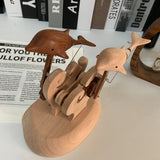Wooden Dolphin Bionic Biological Dynamic Model, Office & Home Desktop Relaxation Decor - VICTMAX