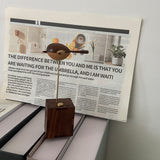 Wooden Long-Tailed Tit Bird Bionic Biological Dynamic Model, Office & Home Desktop Relaxation Decor - VICTMAX