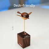 Wooden Long-Tailed Tit Bird Bionic Biological Dynamic Model, Desktop Relaxation Decor Size - VICTMAX